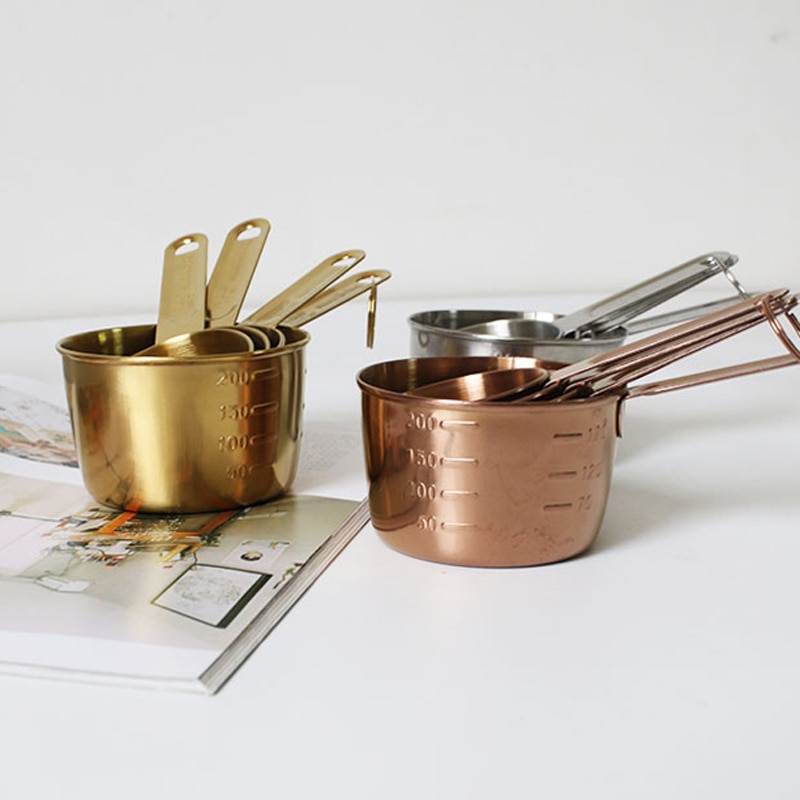 4Stck Edelstahl Messbecher Messlöffel Backen Gebäck Werkzeuge Kuchen Werkzeuge
