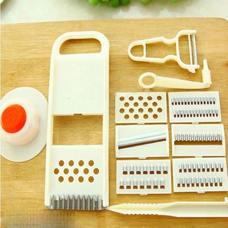 11 teile/satz Manuelle Schneidemaschine Obst Gemüse Cutter Schneidemaschine Reibe Ingwer Brecher Zerhacker Dicer Haushalts Reibe Cutter Zubehör