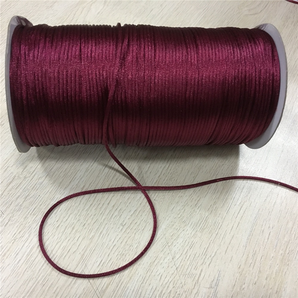 2mm X 20Meter Geflochtene Macrame die Seide Satin- Nylon Schnur Seil DIY, sterben Entdeckungen Perlen Gewinde Draht Burgund Wein r332