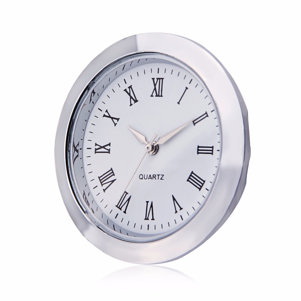 Mini Uhr Quarzwerk Einsatz Runde 40mm See Weißes Gesicht Silber Tonne Lünette Römischen Ziffern 45mm Uhr Gesicht 1,7 zoll