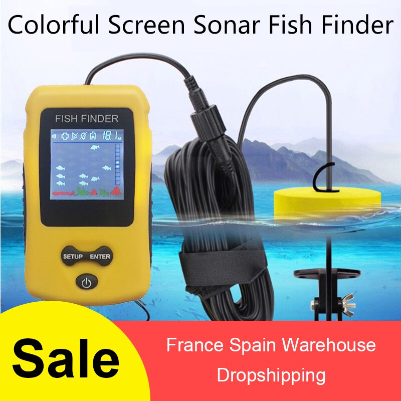 Handheld Fisch Finder Tragbare Angeln Kajak Fishfinder Fisch Tiefe Finder Angeln Getriebe mit Sonar Wandler und LCD Anzeige