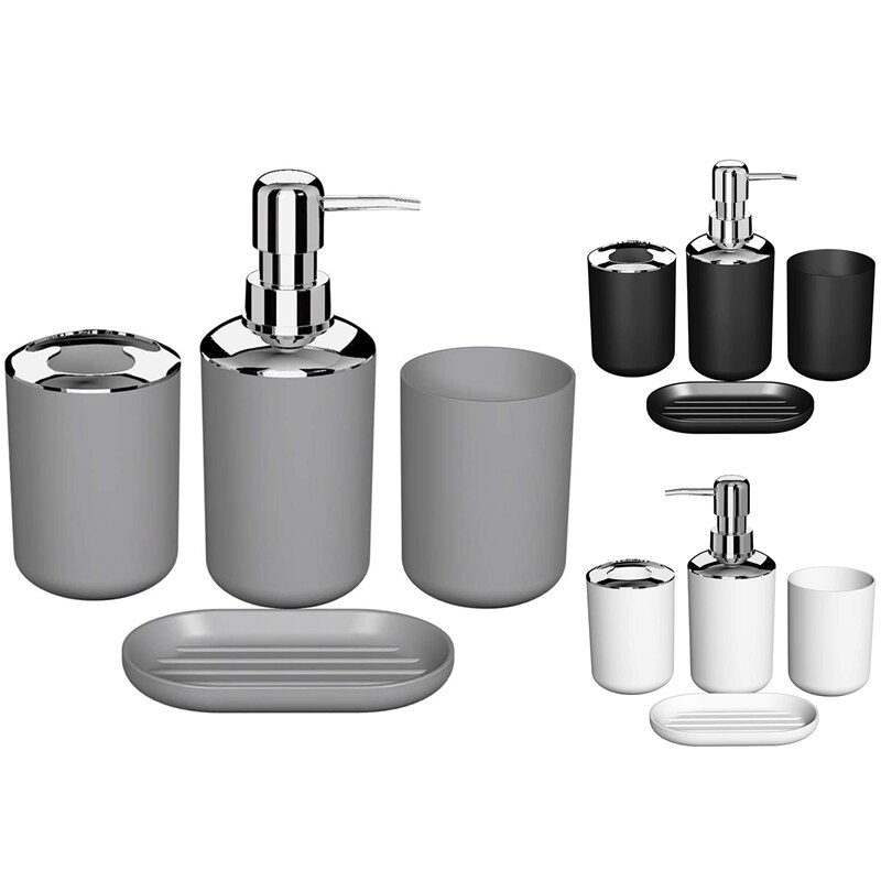 4 Stck Kunststoff Badezimmer Zubehör einstellen, Schlecht Wc Pinsel Zubehör einstellen mit Zahnbürste Halfter, Zahnbürste Tasse