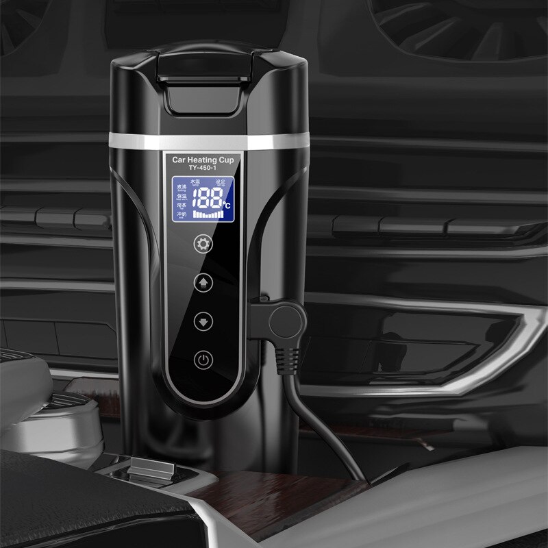 450ml rostfrei Stahl Wagen Heizung Tasse 12V/24V elektrisch Wasser Tasse LCD Anzeige Temperatur Wasserkocher Kaffee Tee Milch erhitzt