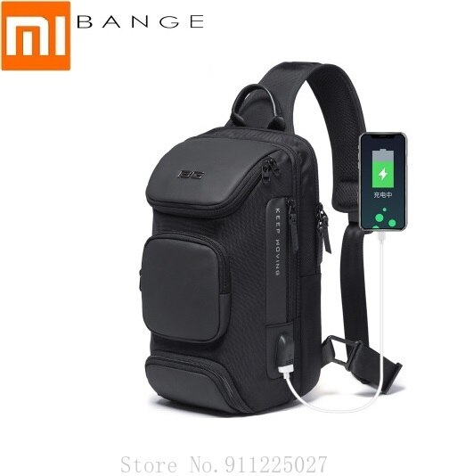 Xiaomi lässig Kreuz Körper Tasche USB Ladung Männlichen draussen Reise Umhängetasche Umhängetasche Männer der Brust Tasche Kurze Reise Pack
