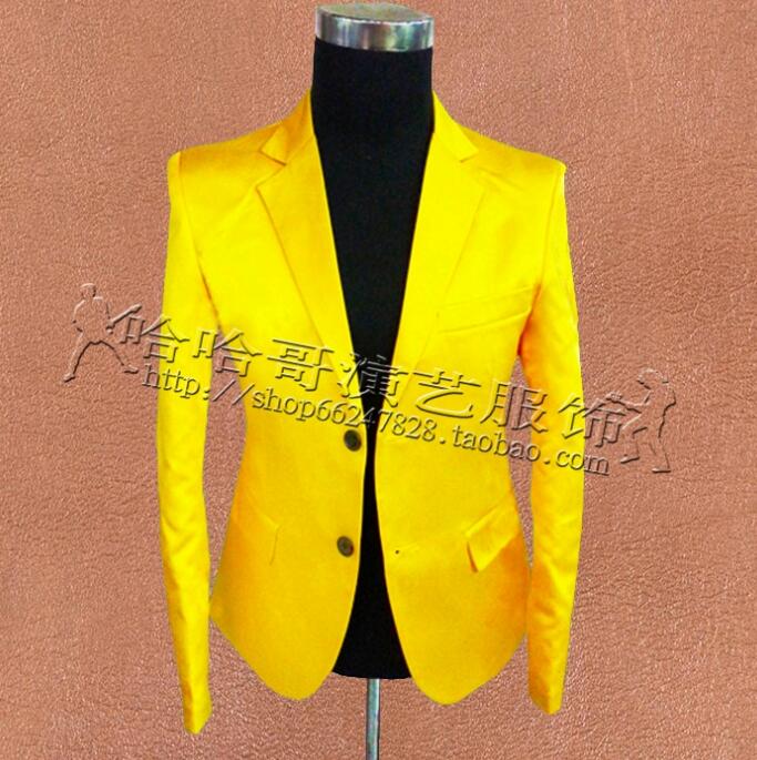 Gelb Kleidung Männer Anzüge Entwürfe Masculino Homme Bühne Kostümich Für Sänger Dünne Jacke Männer Blazer tanzen Stern Stil Kleid Punk