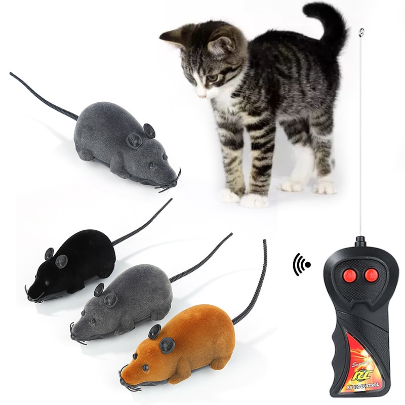 Neue Schwarz Weiß Lustige Haustier Katze Mäbenutzen Spielzeug Drahtlose RC Grau Ratte Mäbenutzen Spielzeug Fernbedienung Maus für freundlicher spielzeug