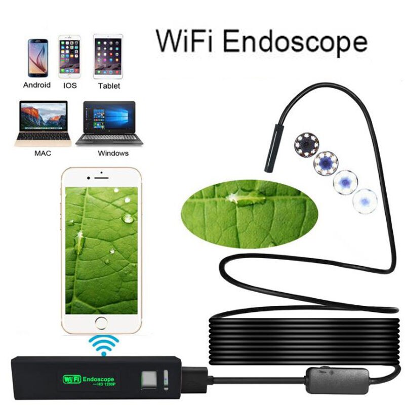 WIFI Endoskop Kamera HD 1200P 2M Mini Wasserdicht Harte Kabel Drahtlose 8mm 8 LED Endoskop Kamera Für Android PC IOS Endoskop