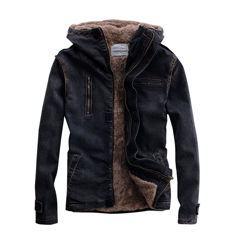 KIOVNO herren Winter Warme Denim Jacken Mäntel Mit Hütte schlank passen Thermische Jacken Outwear Für Männliche Größe M-4XL windschutz