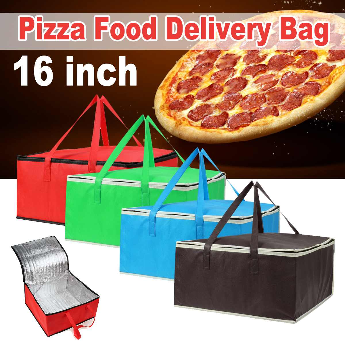 16 'isolierte Tasche Kühltasche Isolierung Klapp Picknick Tragbare Eis Packung Lebensmittel Thermische Tasche Lebensmittel Tasche Pizza Tasche