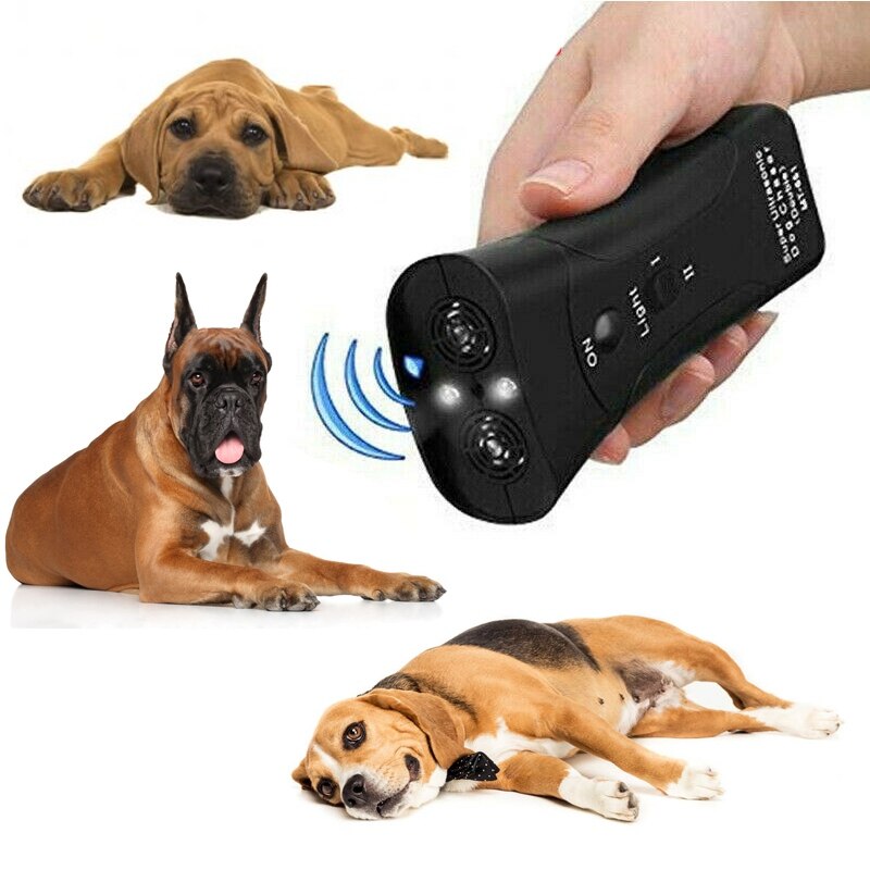 Haustier Anti Hund Bellen Haustier Trainer LED Licht Ultraschall Sanfte Verfolgungsjagd Ausbildung Doppel Kopf Trompete