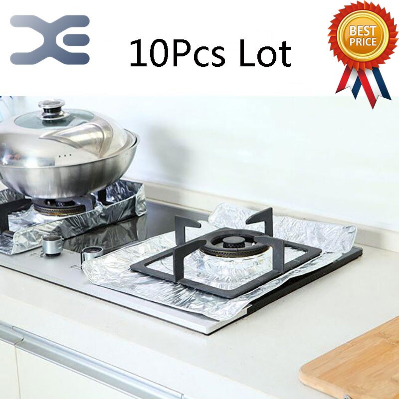 10Stck Küche Gasherd Aluminium Folie Hohe Temperatur Öldicht Reinigung Pad Herde Reinigung Pad Aluminium Folie Pad