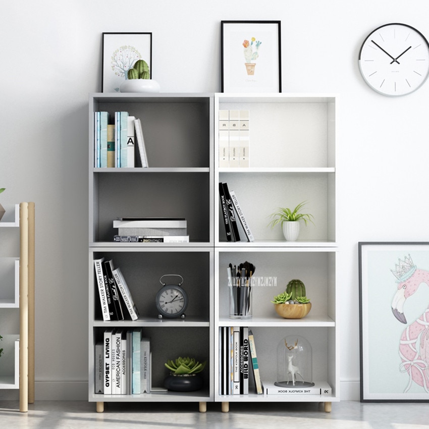 096-1 moderne Einfache Bücherregal Schrank Verstellbare Schindel Bücherregal Buche Bein 2-Ebene Bücherregal Massivholz Partikel Bord