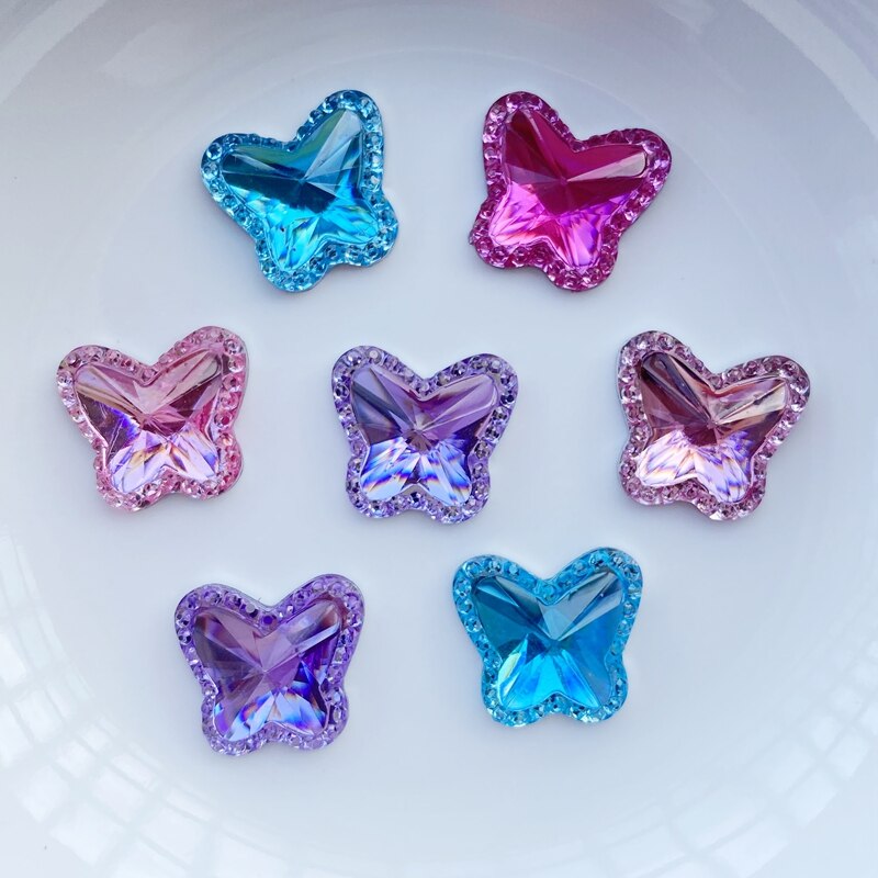40 stücke/Einzigartige Harz gemischt Schmetterling Perlen Flache rückseite Handwerk Sammelalbum Dekorative DIY passen Haar Clips Verzierungen Perlen C89