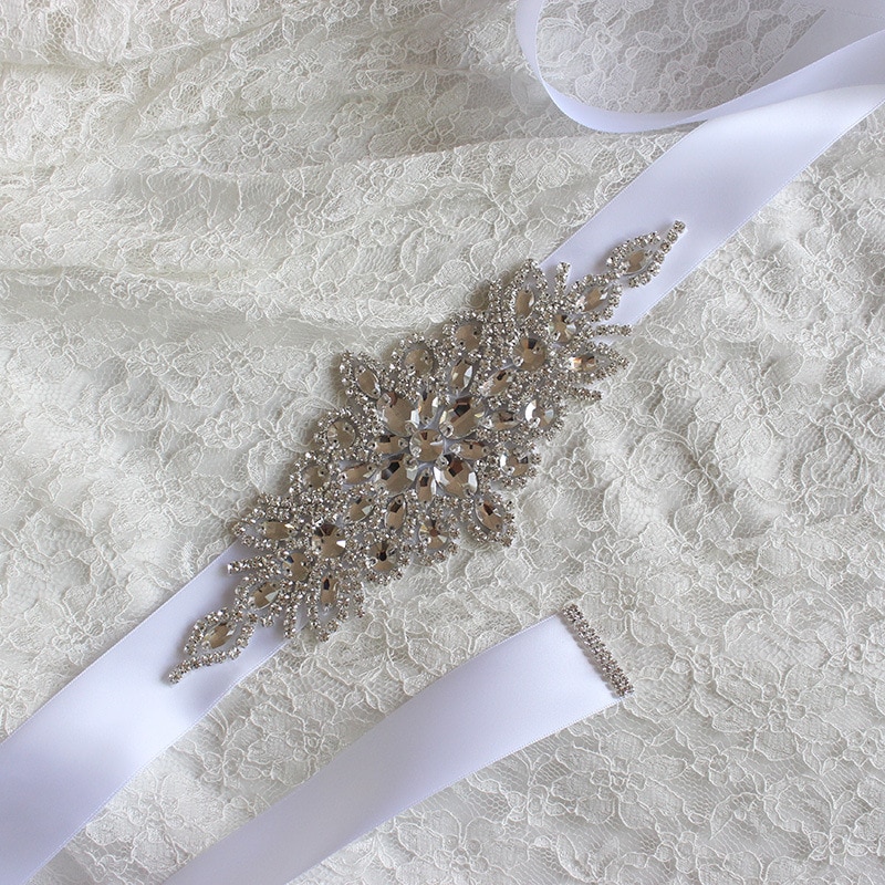 Kristall Hochzeit Zubehör Satin- Brautkleid Gürtel Braut Band Bund Schärpe Gürtel für Abend-abschlussball XW33