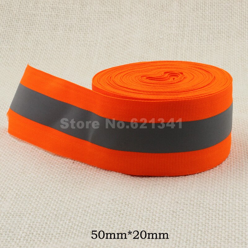 Orange 50mm * 20mm (W) Reflektierenden Stoff Band Gurtband Band Streifen Kanten flechten trimmen NäHenne Auf Band