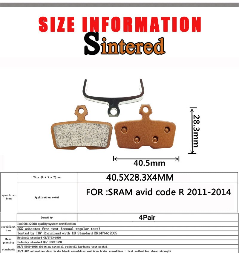 4 paar Berg MTB E-Fahrrad Gesinterte Fahrrad Rabatt Bremsbeläge Für SRAM eifrig Code R Teile Zubehör