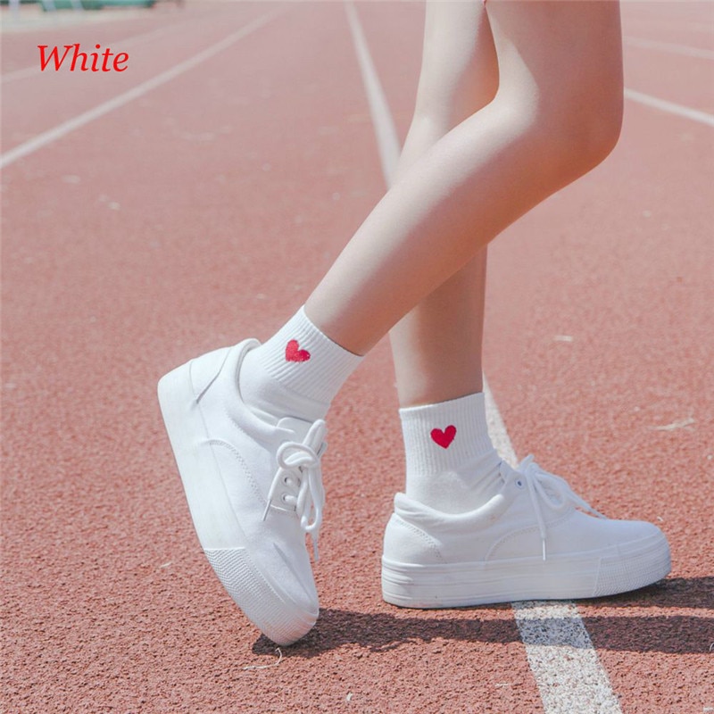 1 paar Baumwolle Socken Kawaii Socken Frauen Herz aufbringen Weiche Atmungsaktive Socken Knöchel-Hohe lässig Socken Für Frauen Mädchen