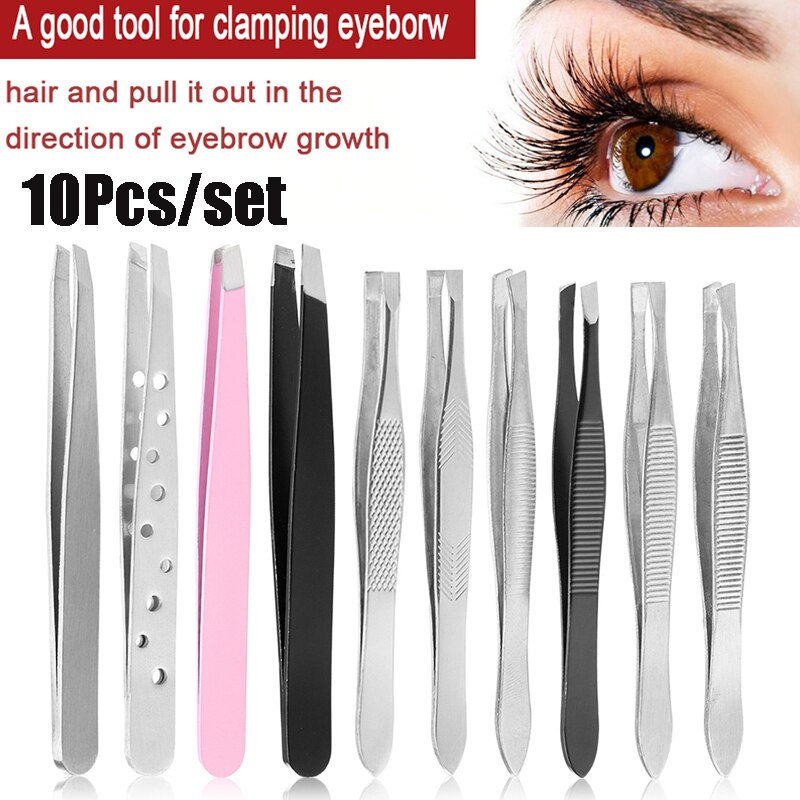10Stck Augenbraue Pinzette Edelstahl Haar Pluckers Clip Augenbraue Trimmer Wimpern Verlängerung Clip Frauen machen-hoch Schönheit Werkzeuge