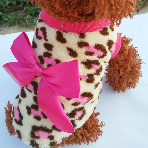 Heißer! Haustier Hund Katze Leopard Bowknot Kleidung Korallen Vlies Welpen Kleidung Bekleidung Kostüm