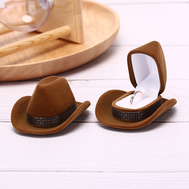 Cowboy Hütte bilden Lustige Schmuck Kasten Für Hochzeit Jahrestag Valentinstag Samt Ring Ohrringe Organizer Schmuck Ständer Halfter