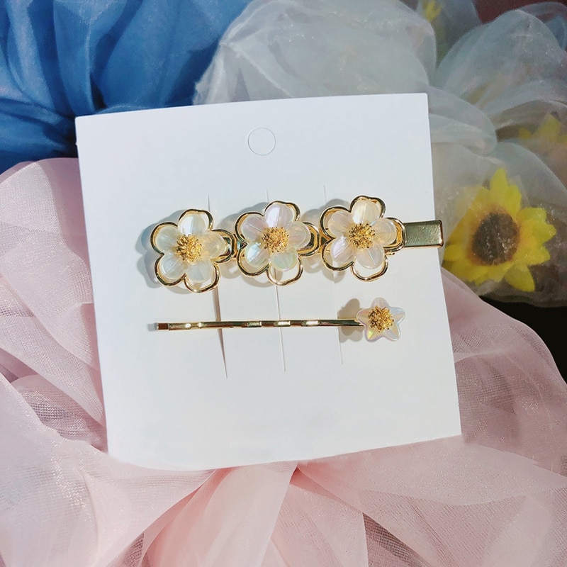 MENGJIQIAO Koreanische modisch Haar Zubehör Metall Hülse Blume Haar Stifte Clips Für Frauen Mädchen Elegante Perle Haar Schmuck