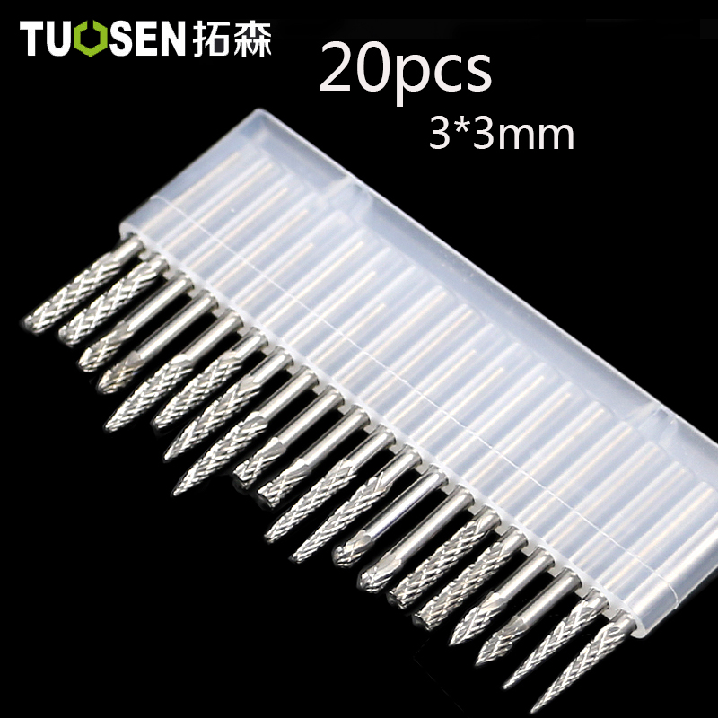 TUOSEN 20 teile/los Hartmetall rotierend Gitter einstellen für Dremel Zubehör Fräsen Cutter Bohrer Gravur Bits