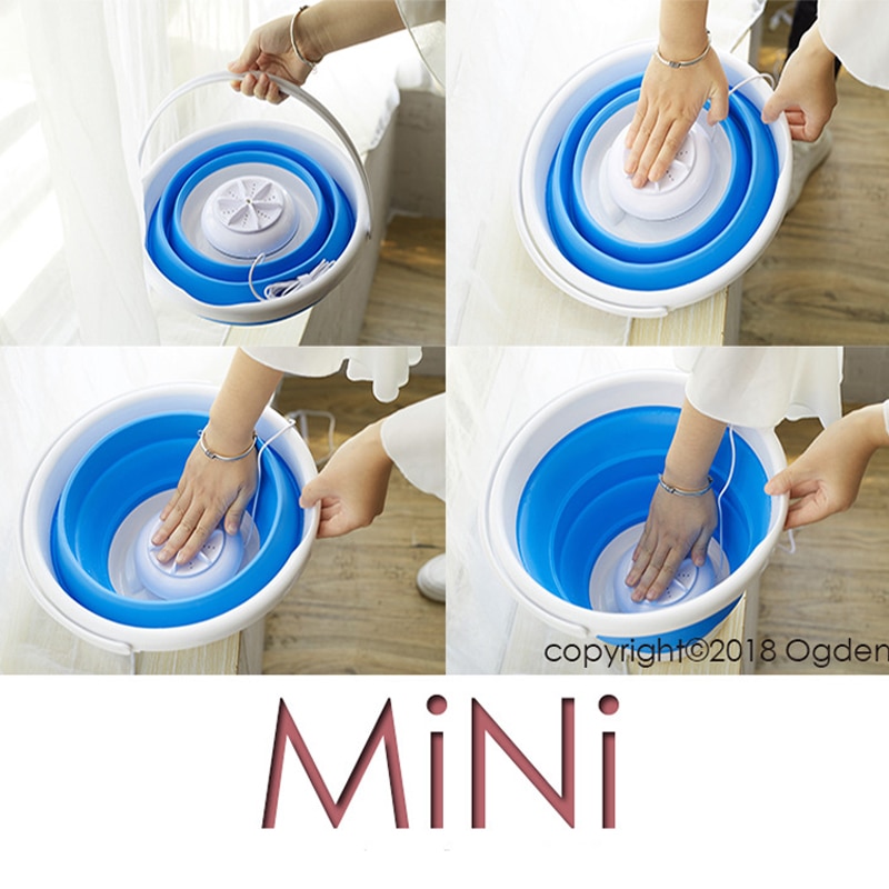Falten-badewanne Mini Waschmaschine Ultraschall Reinigung Kleine Tragbare Unterlegscheibe USB Schlafsaal Mini Wäsche Maschine mit Klapp Fass