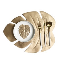 Tischset für Küche Tisch matt Simulation Anlage Palme Gold Blatt PVC Tisch matt Dekorative Tisch Pad Untersetzer Dekoration
