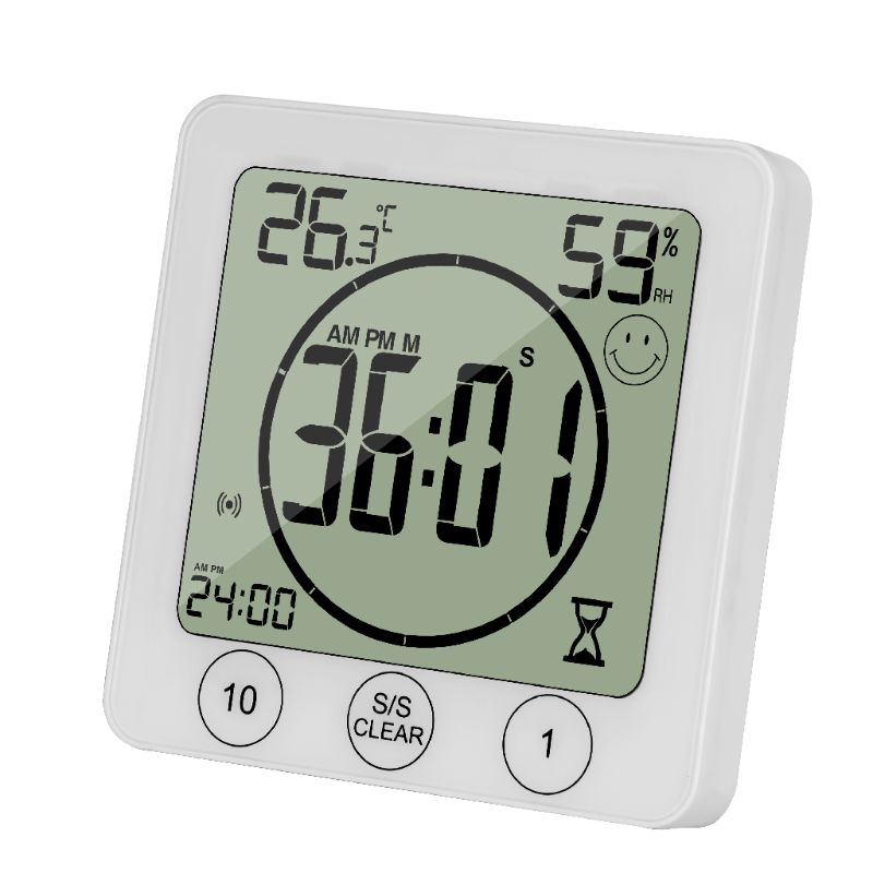 Digitale Badezimmer Uhren Thermometer Hygrometer Lcd Saugnapf Wasserdichte Dusche Uhren Temperatur Feuchtigkeit Meter Alarm