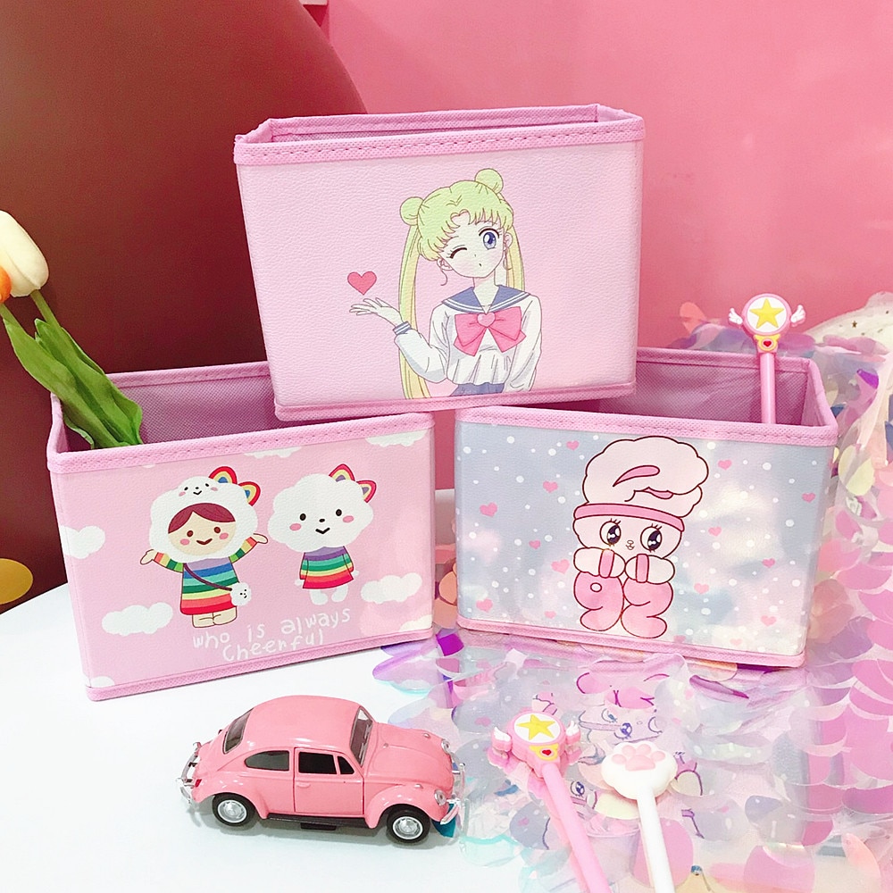 Schönheit Mädchen PU Rosa Kosmetische Lagerung Boxen Falten Multifunktions Vlies Bilden Behälter Tasche fallen Schmuck Lagerung Boxen