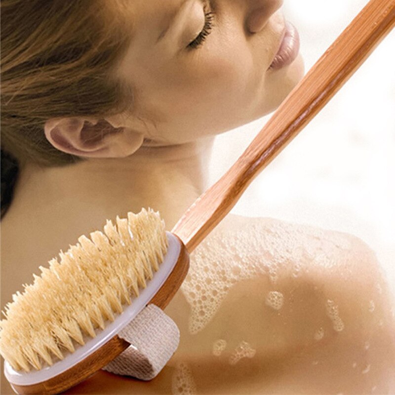 Lange Griff Schlecht Pinsel Natur Farbe Holz Körper Pinsel Abnehmbare Peeling Massagegerät Trocken Nass Dusche Schlecht Lieferungen