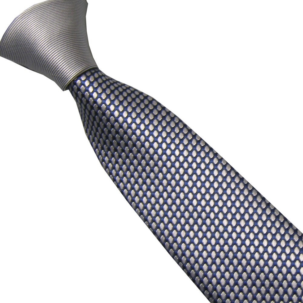 LAMMULIN Herrenanzug Krawatten Silber Knoten-kontrast Silber Mit Blau Kontrollen gewebte gestreift Krawatte Mikrofaser Klar Dünne Krawatte 6 cm