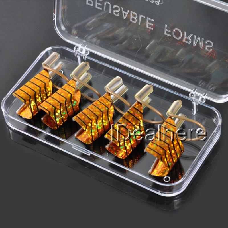 Shellhard 5 stücke Gold wiederverwendbar Nagel Formen Acryl Nagel Kunst Formen für Nagel Kunst Werkzeug