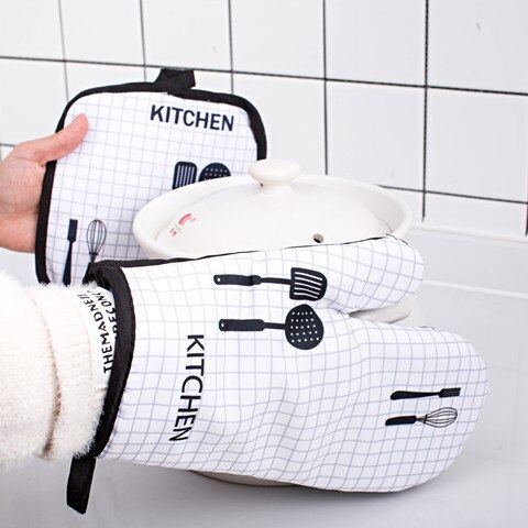8 farben Nicht-Unterhose Baumwolle nordisch Küche Kochen mikrowelle handschuhe backen BBQ topflappen Backofen Handschuhe
