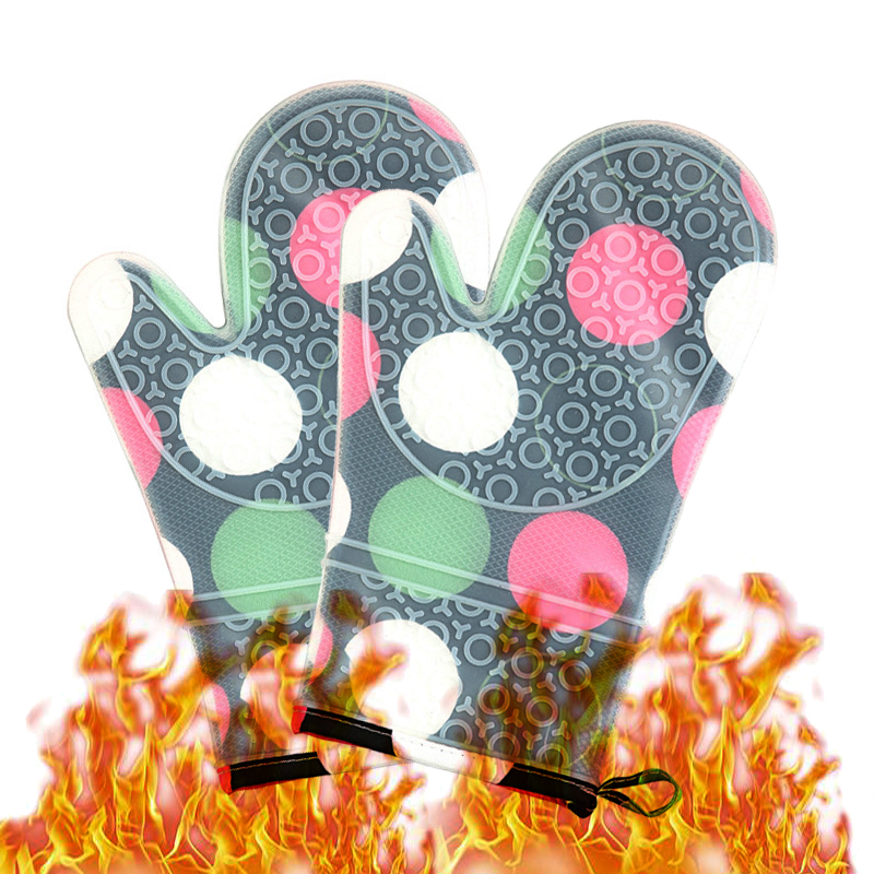 Backofen Handschuhe 1 Paar-Silikon und Baumwolle Doppel-schicht Wärme Beständig Handschuhe/Silikon BBQ Handschuhe-Perfekte für Backen Grillen