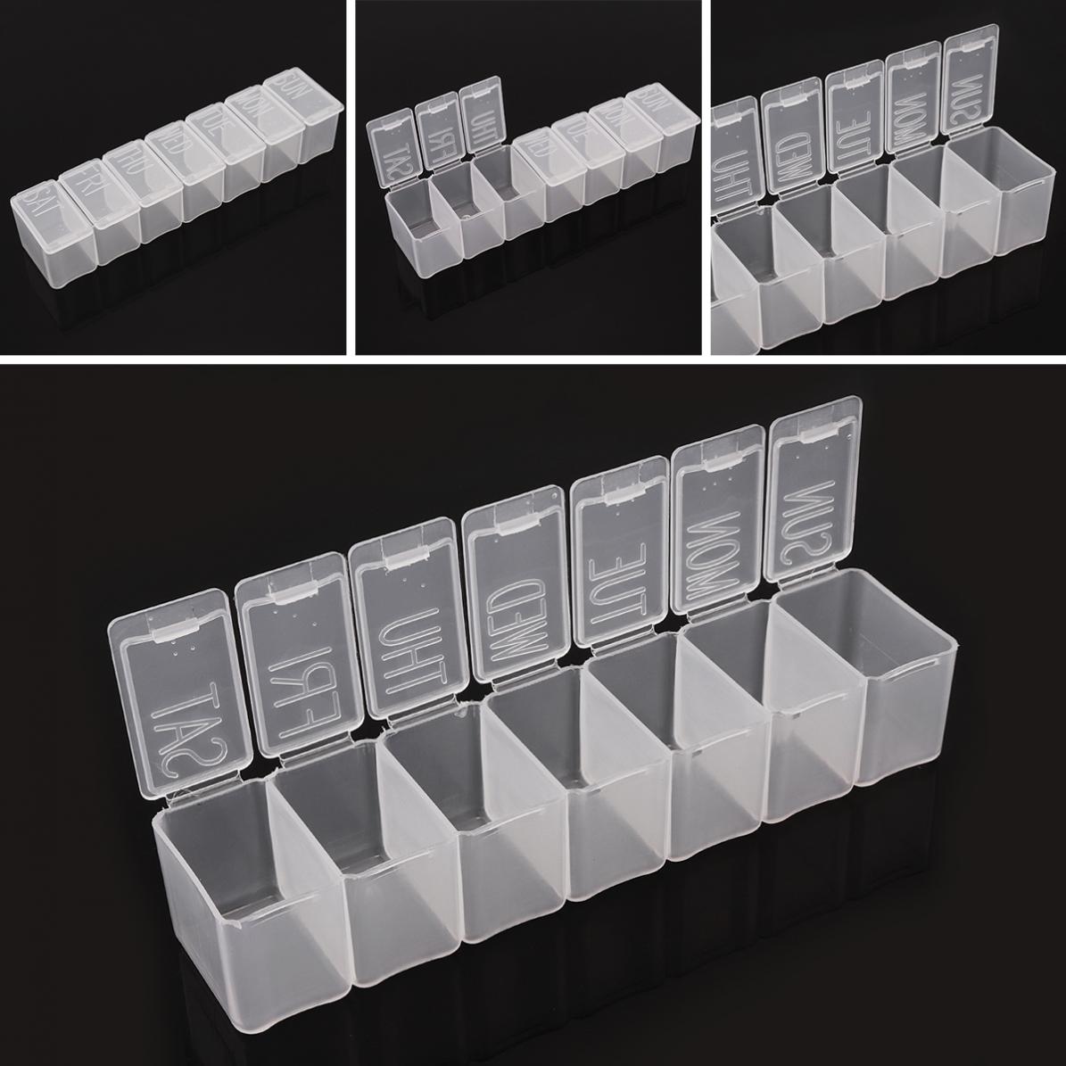 Tragbare 7Tag Blindenschrift transparent Tablette Pille Kapsel Vitamin Organizer Container Lagerung Kasten