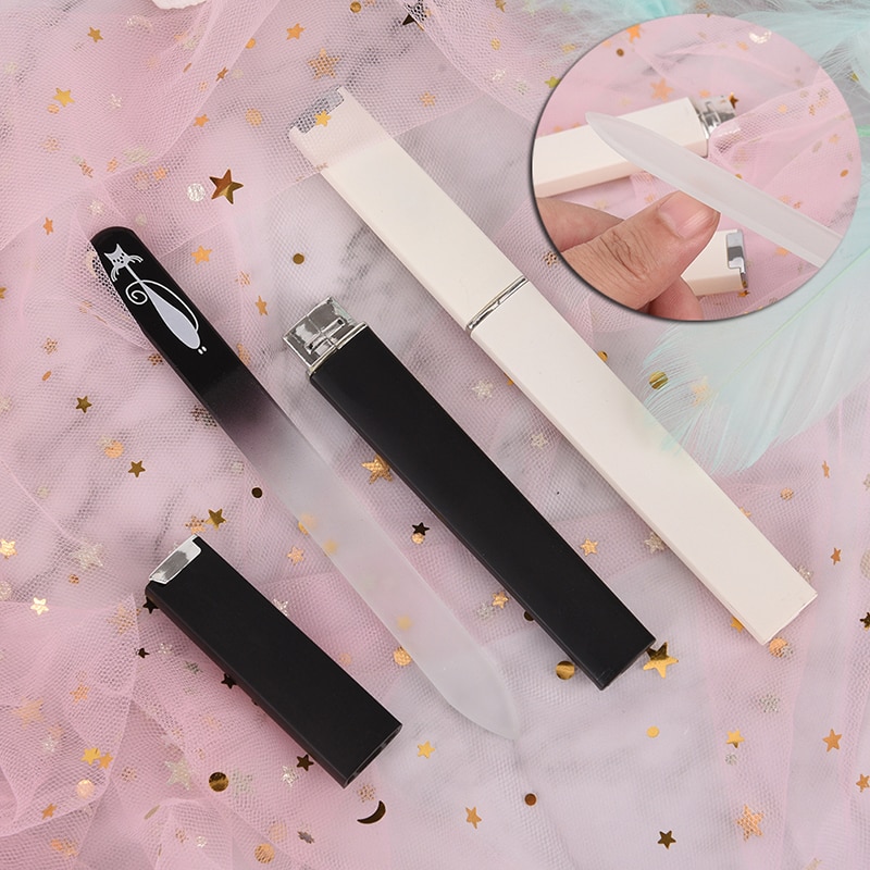 2 teile/satz drucken Schwarz Weiß Katze Nagel Dateien Kristall Glas Nagel Datei Mit Faux Schwarz & Weiß Überzogen Kunststoff schwer fallen Nagel Werkzeuge