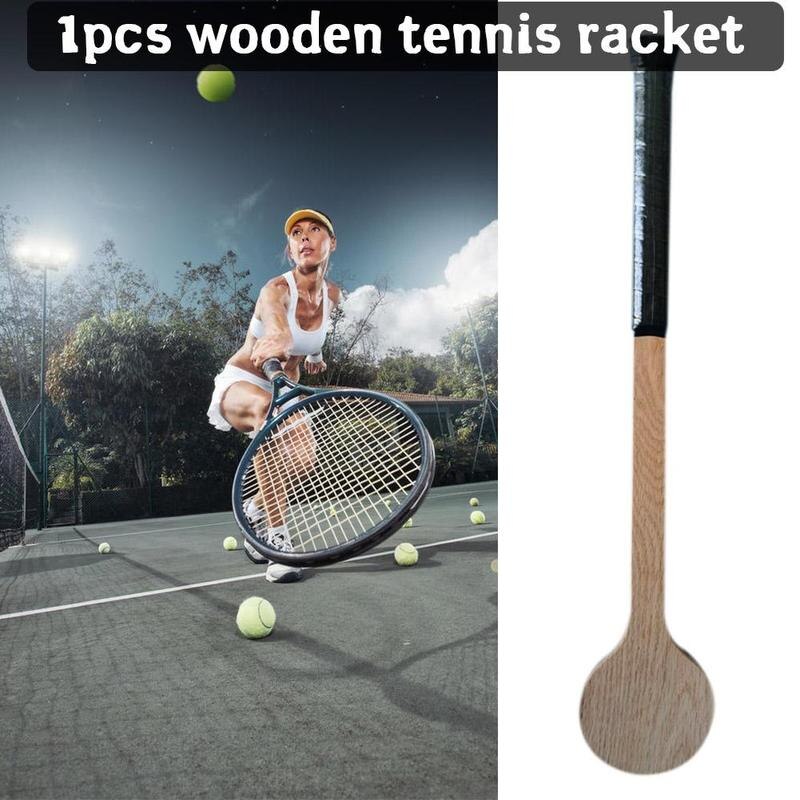 2022 neue 1Stck Tennis Holz Löffel Schläger Kreative Lange Griff Tennis Nachtisch Schläger drinnen draussen Liefert Sport Zubehör