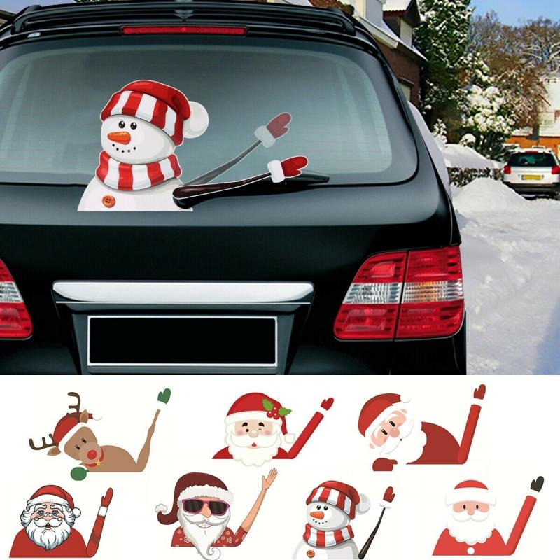 Weihnachten Dekoration Santa Claus 3D PVC Winken Auto Aufkleber Styling Fenster Wischer Aufkleber Heckscheibe Dekoration