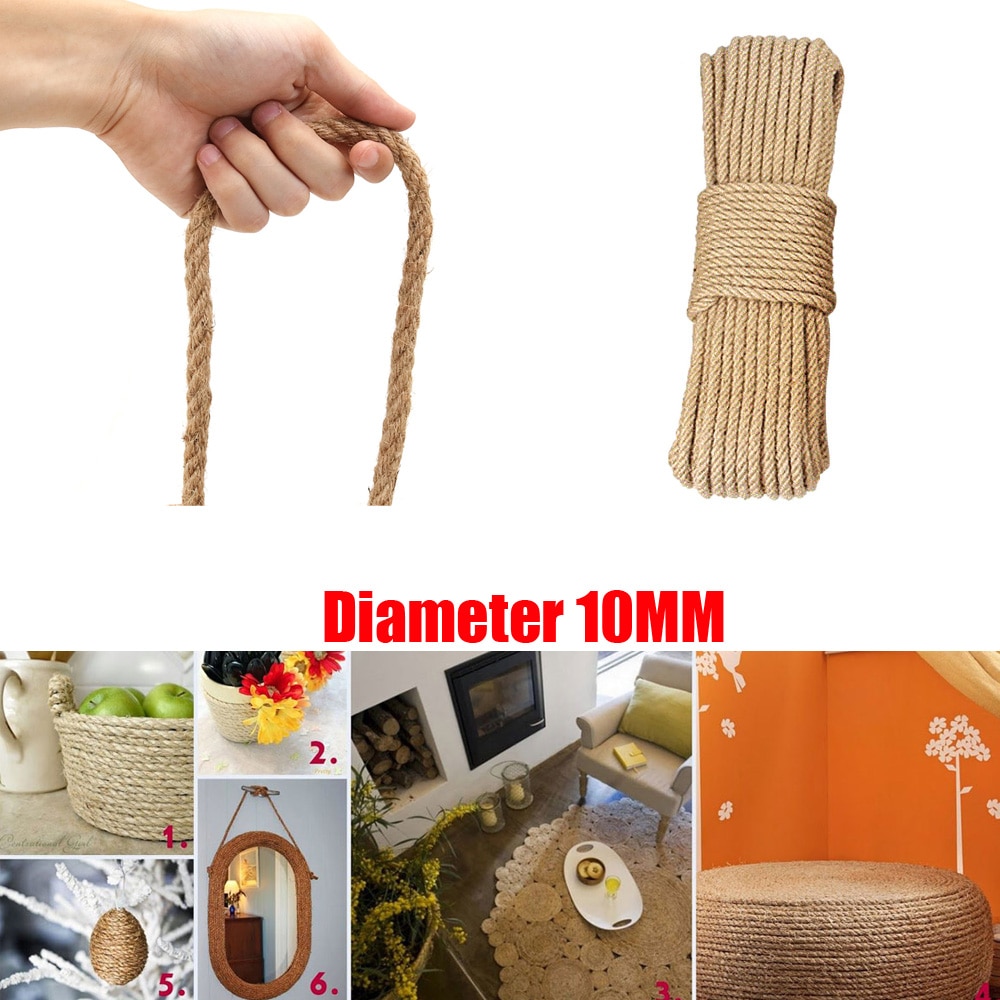 10mm Dicken Seil Starke Natürliche Seil, Jute Seil für Handwerk Seil/Katze Kratzen Seil/Garten Bündelung