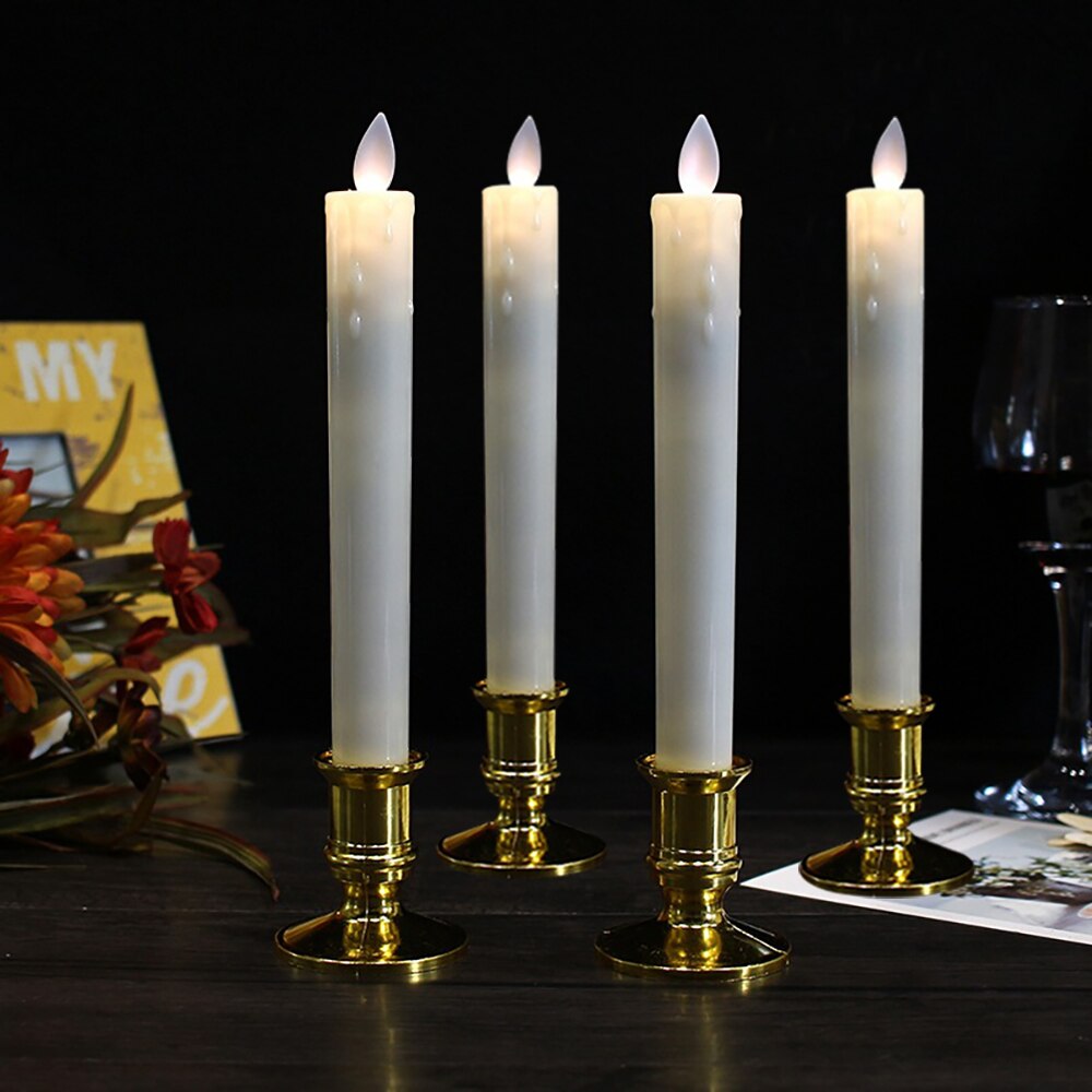 6 teile/satz LED Kerze Lichter Fernbedienung Flackern Flammenlose Kerzen Hochzeit Party Dekoration Abendessen Kerzen Mit Basis