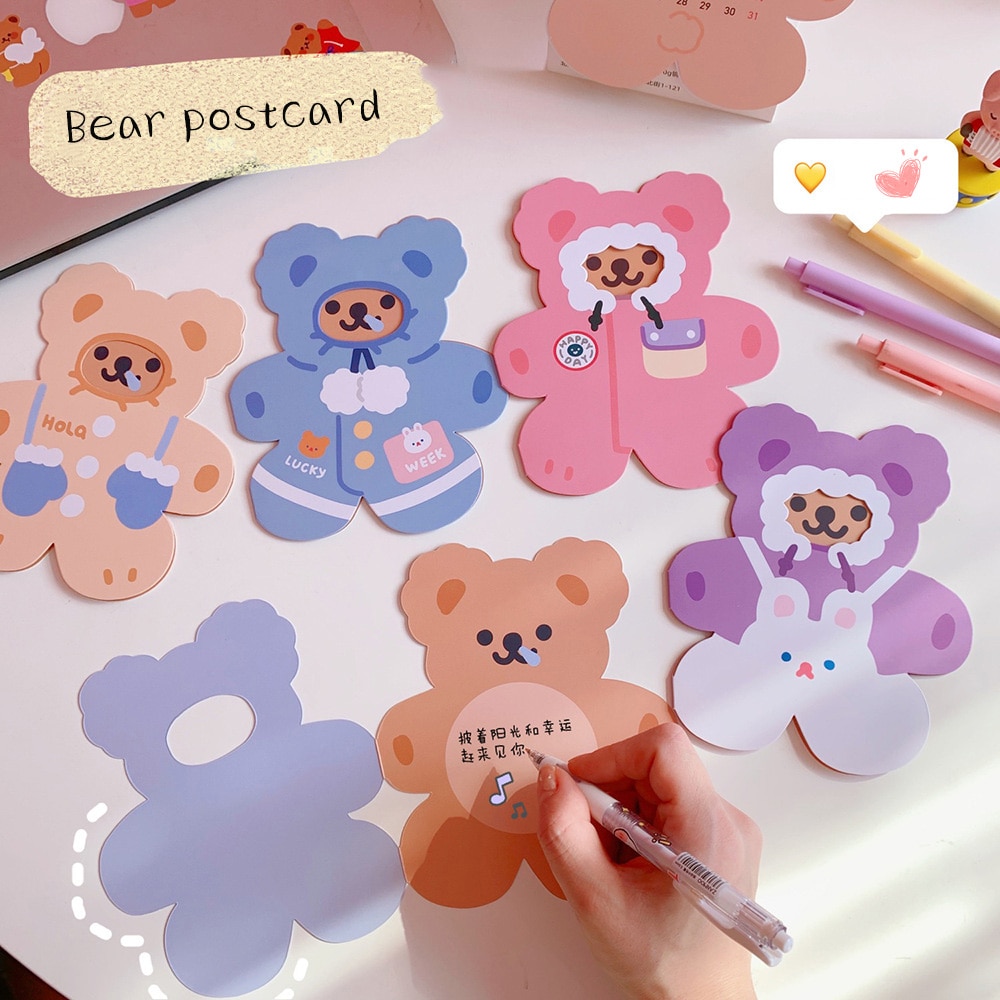 eins Kawaii Winter Bär Postkarte Foto Requisiten DIY Geburtstag Gruß Karte Zauberstab Aufkleber Karte Neue Jahr Postkarte Karte Weihnachten Party