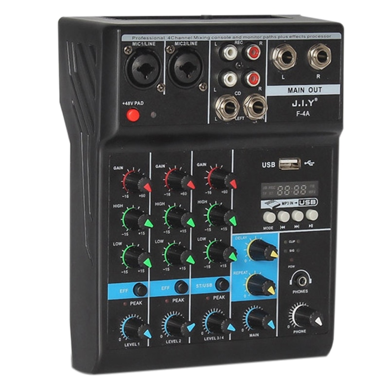 Professionelle 4 Kanal Bluetooth Rührgerät o Mischen DJ Konsole mit Reverb Wirkung für Heimat Karaoke USB Live Bühne KTV