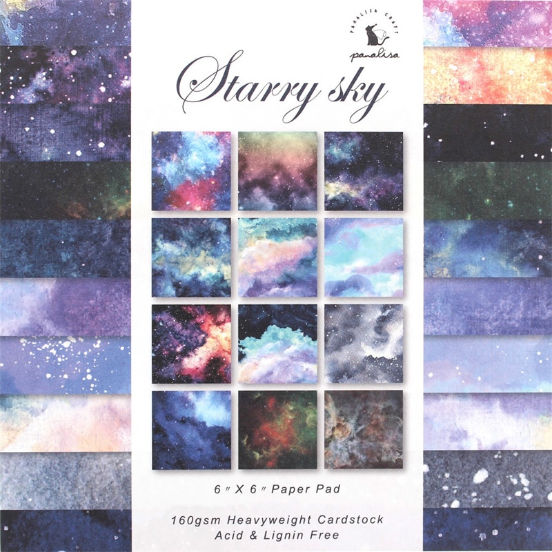 KLJUYP 12 Blätter sternenklar Himmel Scrapbooking Pads Papier Origami Kunst Hintergrund Papier Karte, sterben DIY Sammelalbum Papier Handwerk