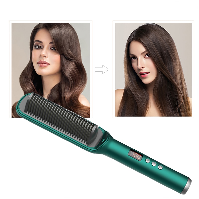 Keramik Negativ Ionen Haar Richt Kamm Dual-benutzen-Gerade und Eisstockschießen Haar Kamm ionisch Haar Curler Pinsel Schnelle Haar styler