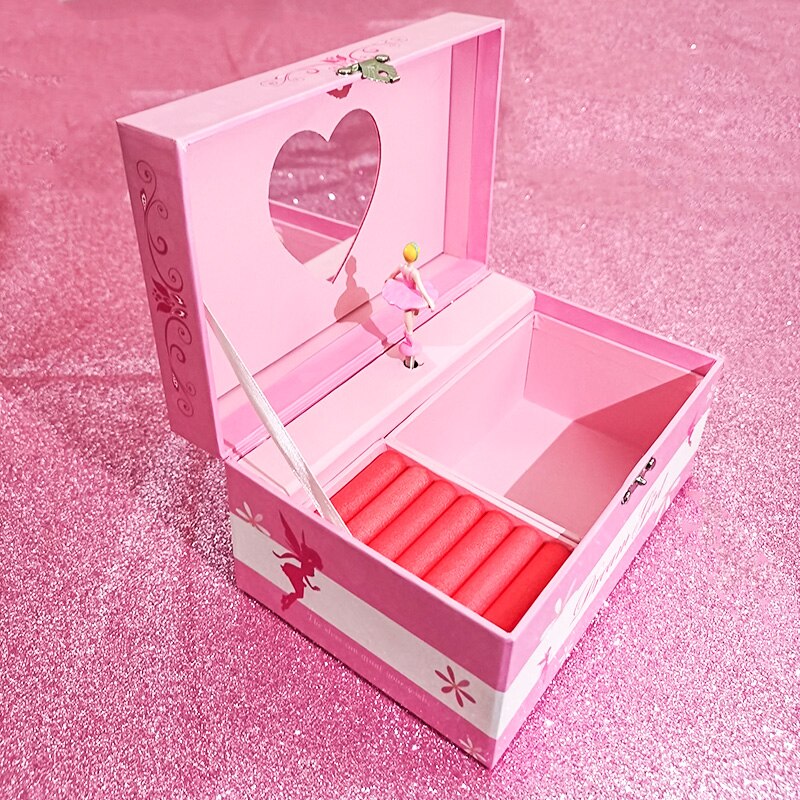 Geburtstag Musik Kasten Papier Schmuck Kasten Ring Souvenir Rosa Mädchen Weihnachten Handgemachte Produkt Lagerung Kasten Uhrwerk Musik Kasten