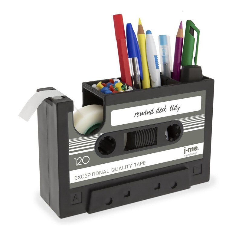 Kassette Band Spender Stift Halfter Vase Bleistift Topf Schreibwaren Schreibtisch Ordentlich Container Büro Schreibwaren Lieferant (schwarz)