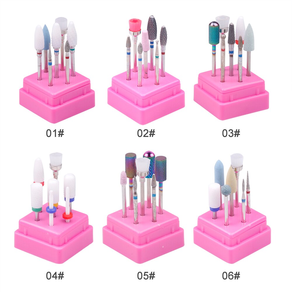 7 Teile/satz Nagel Kunst Fräser Manikübetreffend Nagel Bohrer Bausätze Stahl Hartmetall Ausrügestochen Werkzeuge Uv Gel Polieren Entferner Mühle Cutter