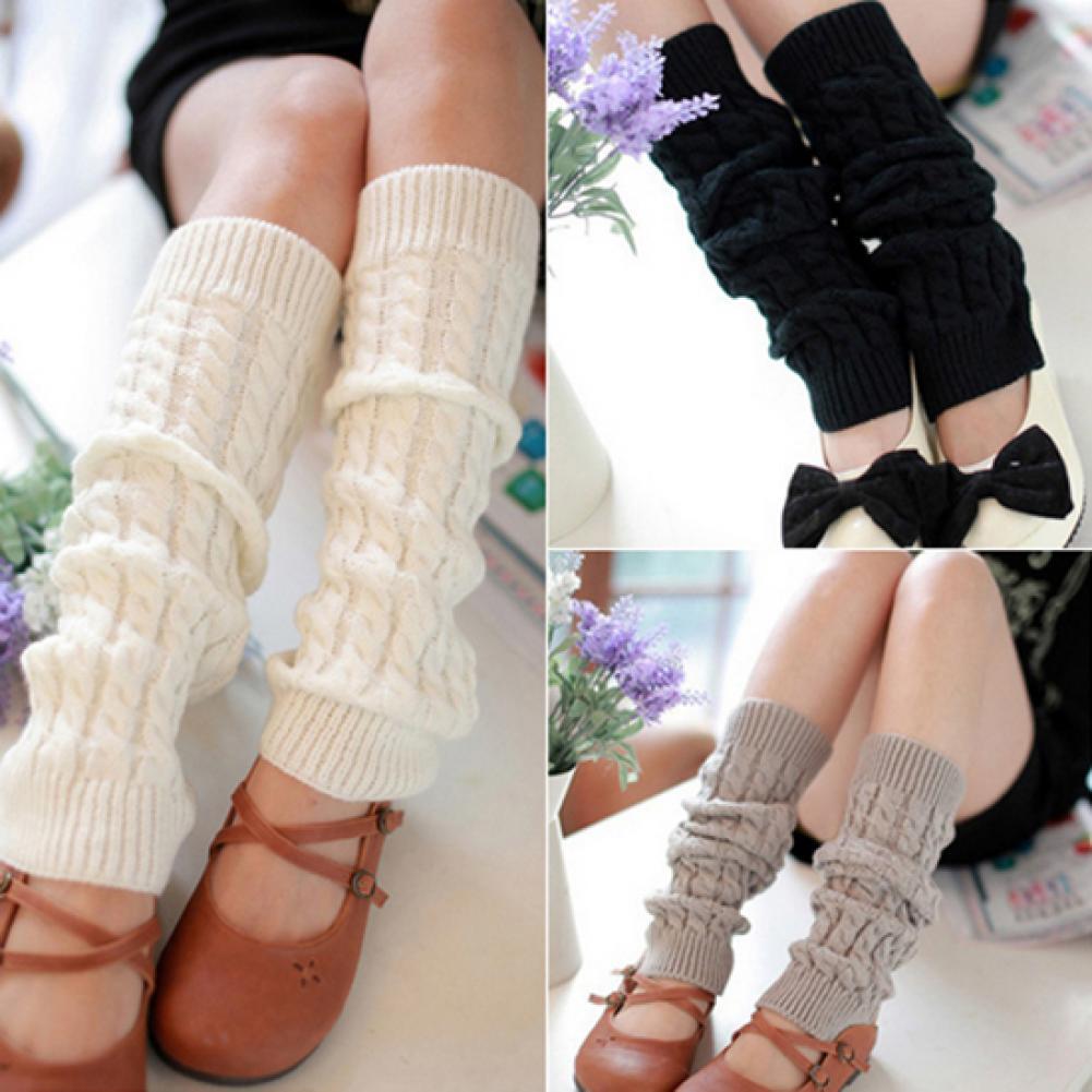 1 paar Frauen Warme Gestrickte Socken Stiefel Häkeln Kabel stricken Geflochtene Winter Beinlinge Aufladungs-stulpen Toppers Socken Lange socken 8 Farbe
