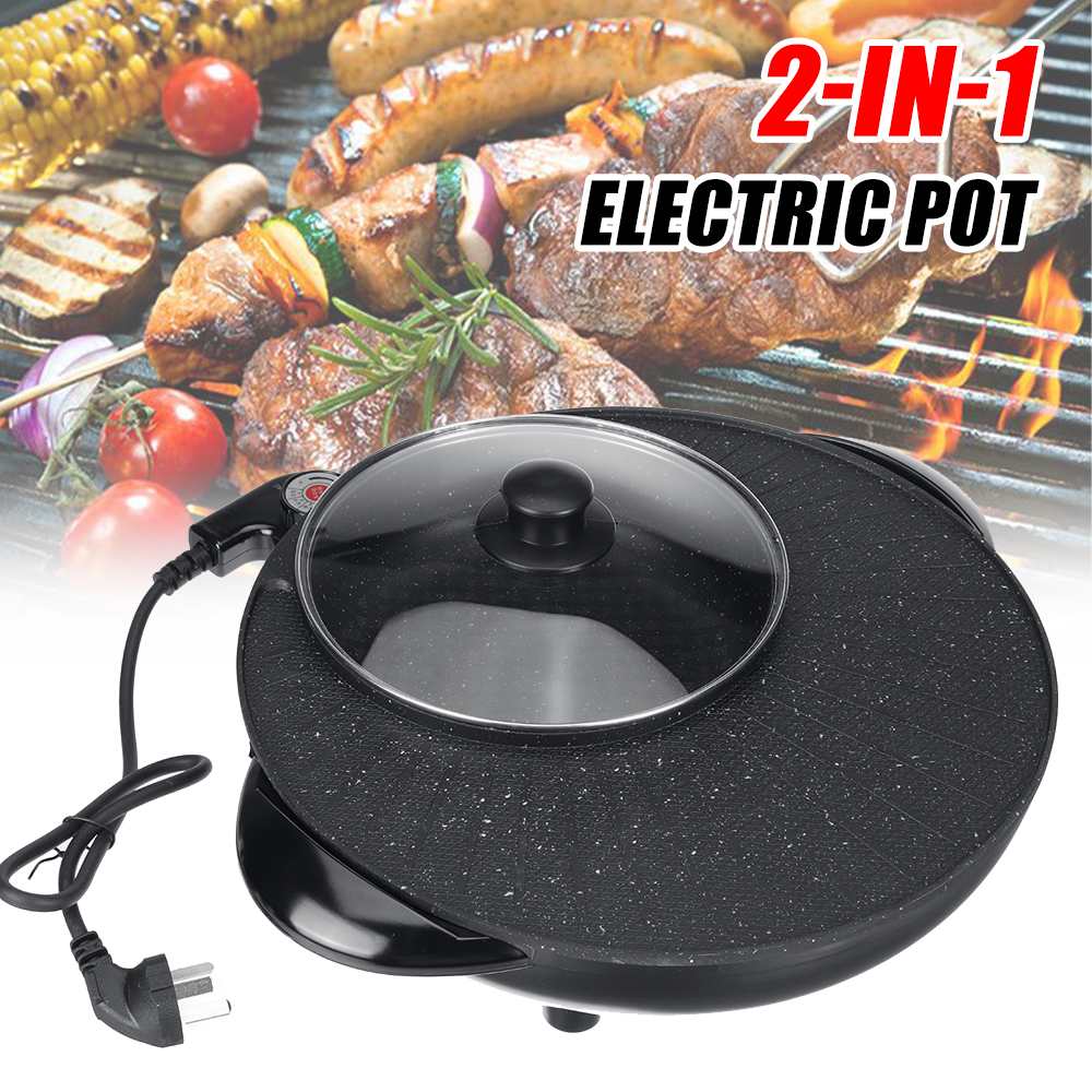 1700W 220V 2 in 1 Elektrische Heißer Topf Grill Rauchfreien Nicht-Stock Braten Platte Multi Herde Elektrische Grill Pfanne 32cm/34cm/36cm